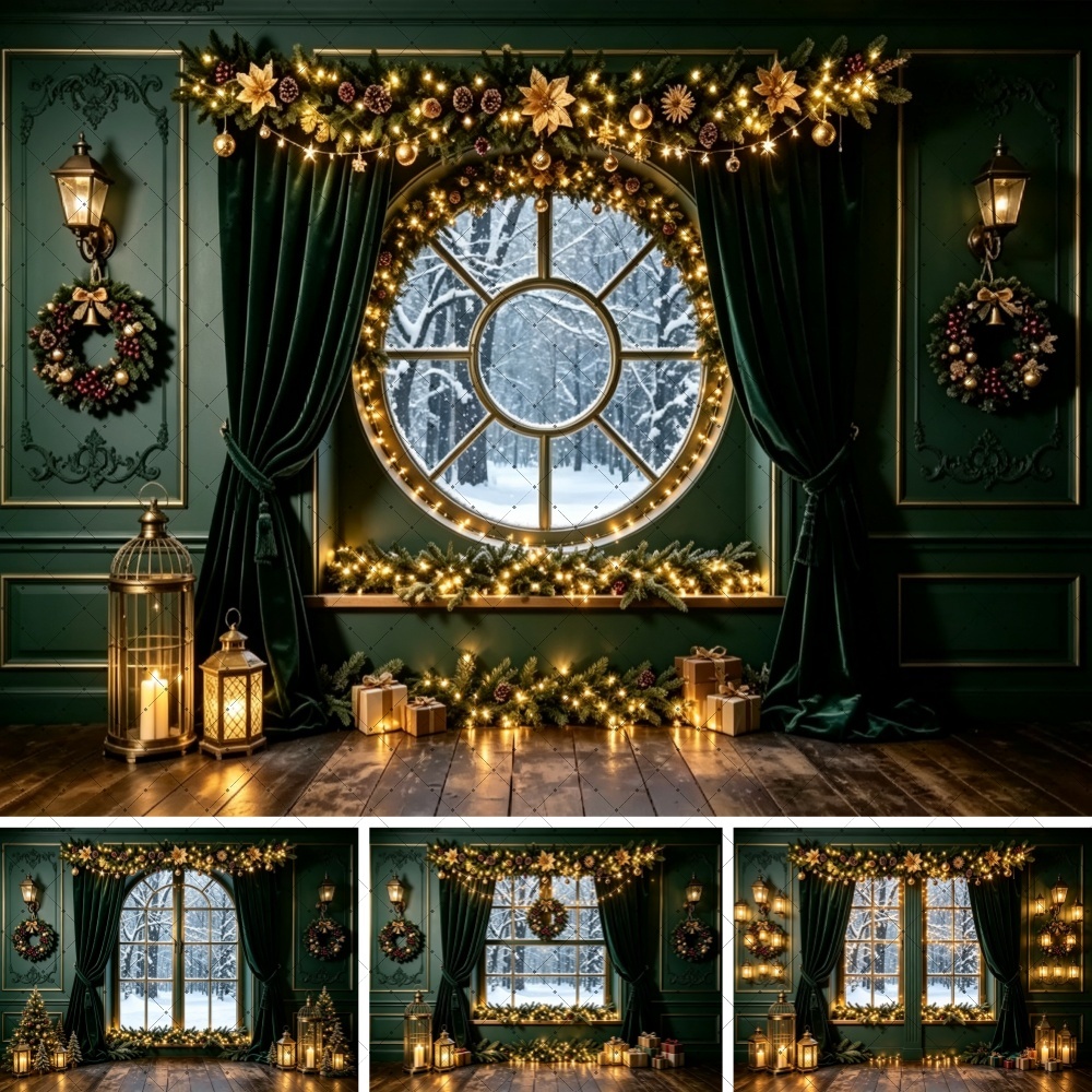 Photography Lighting For Portraits - Fondo de escena navideña verde con
