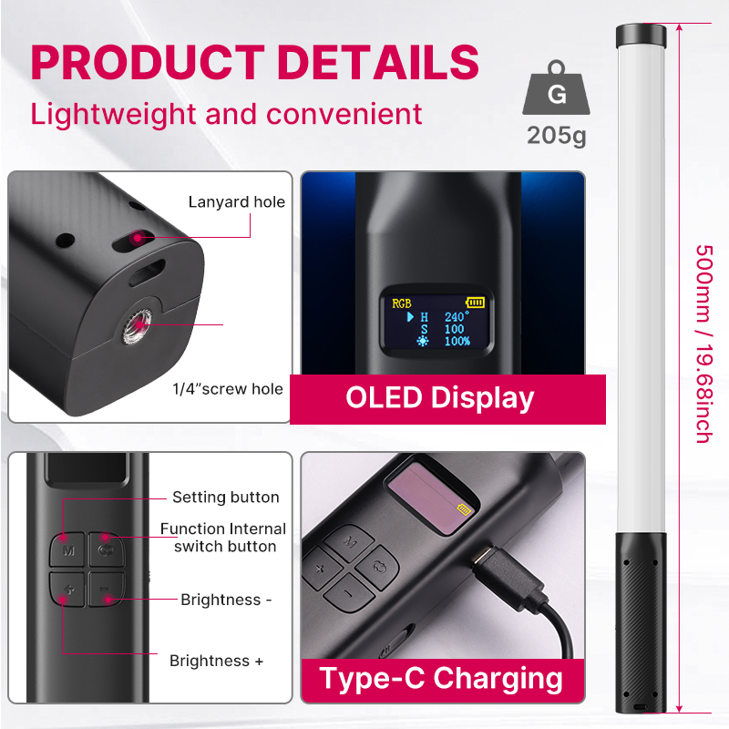 Ulanzi VL119 luz de palo color - Photography Lighting System reseña y precio