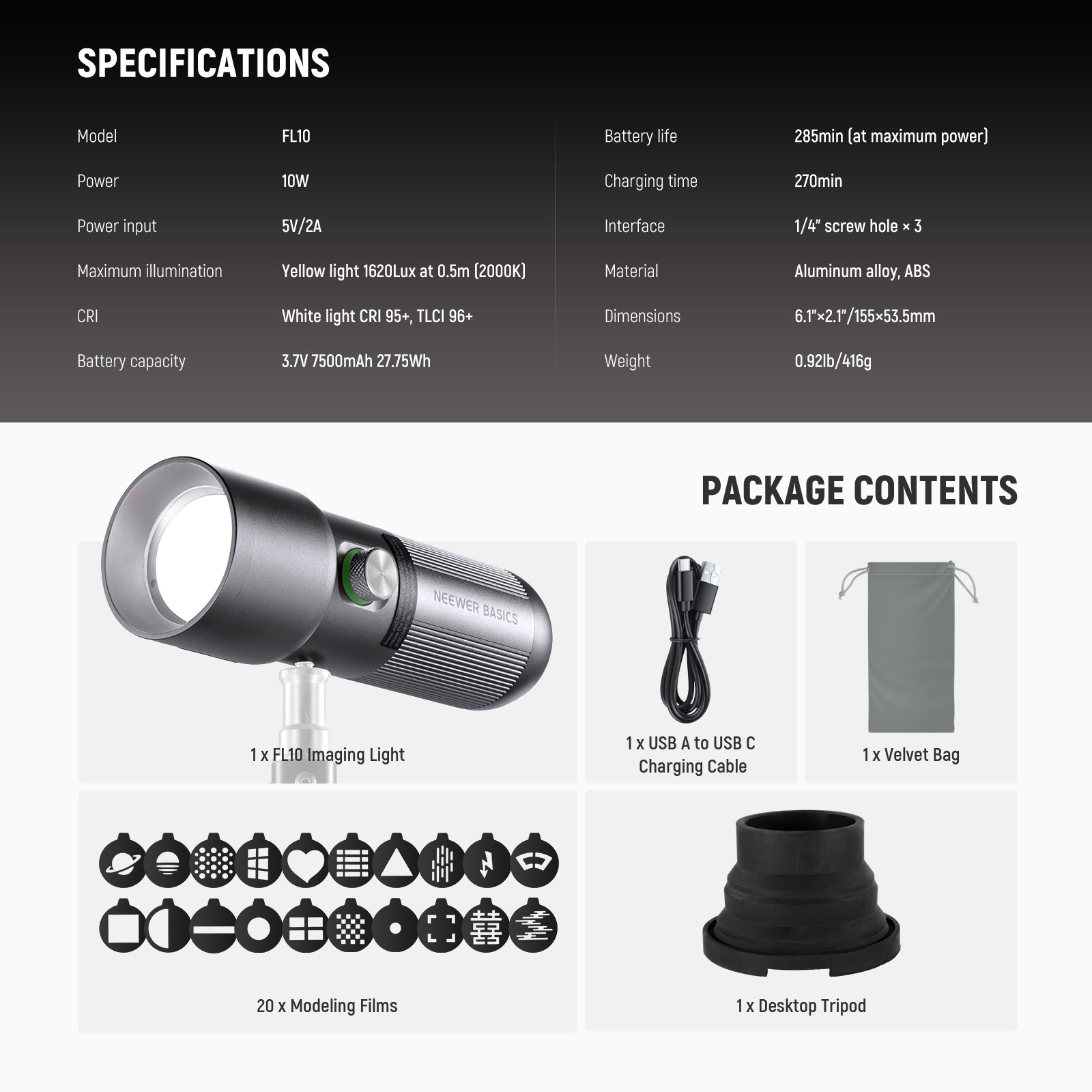 NEEWER BASICS FL10 Linterna de - Photography Lighting Basics reseña y precio