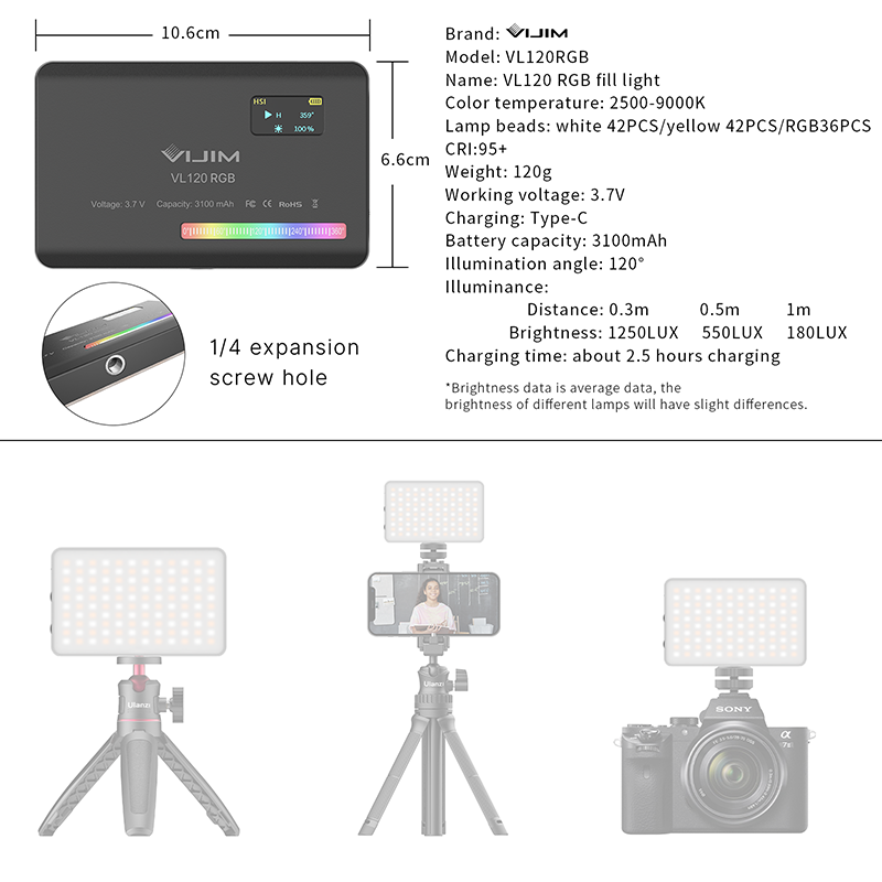 Ulanzi VL120 RGB cámara de víd - Photography Lighting System reseña y precio